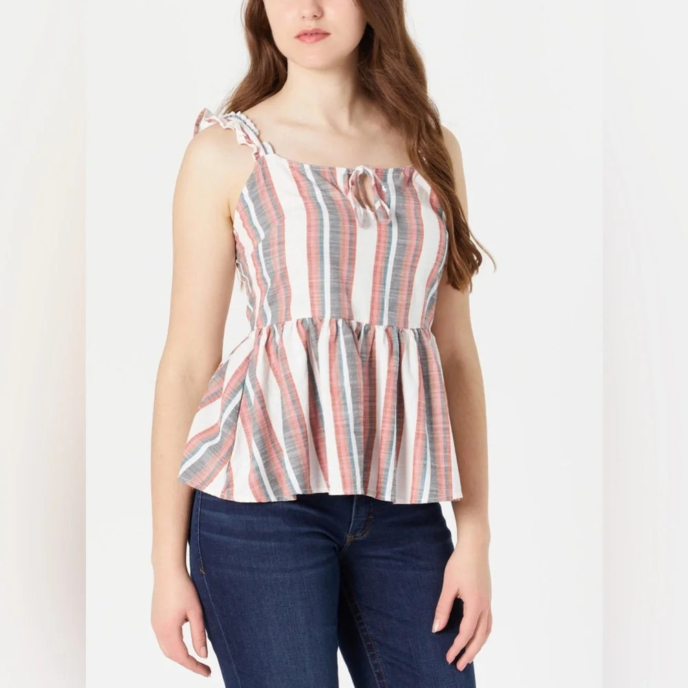 Wrangler Women's 100% Cotton Retro Punchy Peplum Tank Top Size M - Stripes - NWT